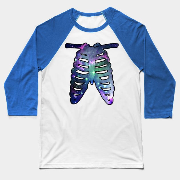 Cosmic Galaxy Ribcage Halloween Costume Tee Baseball T-Shirt by charlescheshire